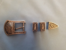 Vintage, Silver Cloud Chief Head Sterling Silver Belt Buckle 1" W/ tip  keepers