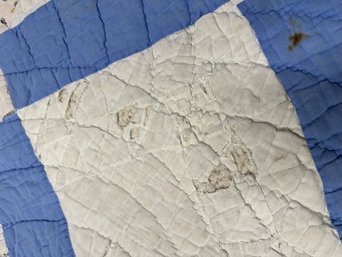 Antique Hand Pieced Quilted Pine Tree Quilt Blocks Mid Weight 66x74” Old Cotton - Afbeelding 17 van 23