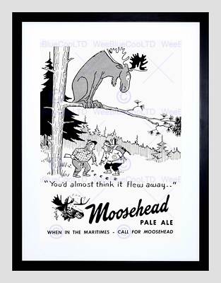 AD DRINK ALCOHOL PALE ALE BEER MOOSE TREE HUNTER CANADA FOREST PRINT B12X9732