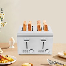 430 Edelstahl 4 Scheiben breiter Schlitz Toaster Silber 1500W für Haus -Brandneu