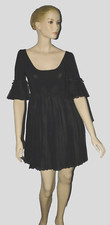BEBE SIZE XS X-SMALL LBD LITTLE BLACK DRESS BELL SLEEVE PLEATED SKIRT MINI DRESS