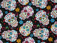 FAT QUARTER  FOLKLORIC SUGAR SKULLS 100% COTTON FABRIC  GOTHIC  DAVID TEXTILE FQ