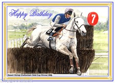 HORSE RACING DESERT ORCHID GOLD CUP  PAINTING BIRTHDAY CARD FREE POST 1ST CLASS