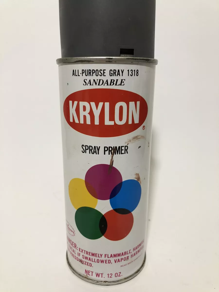 Vintage Krylon Gray Primer Spray Paint Can Graffiti Half Full