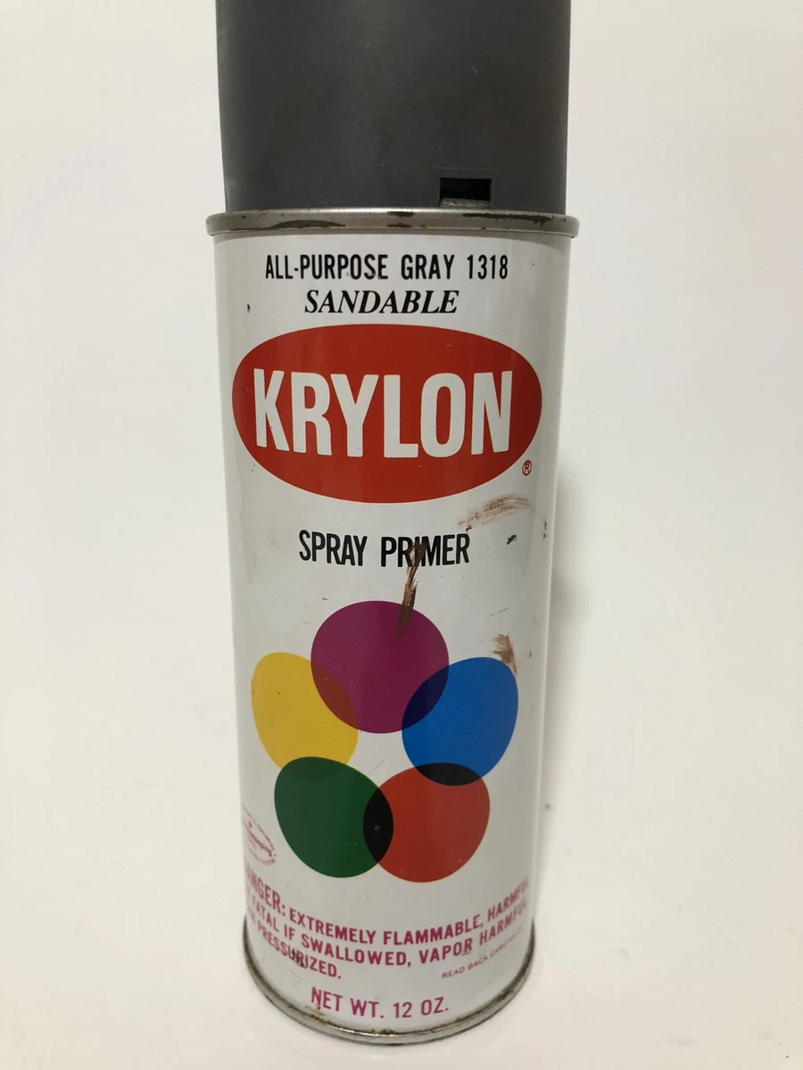 Vintage Krylon Gray Primer Spray Paint Can Graffiti Half Full