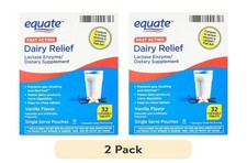 2 Pack Equate Dairy Relief Lactase Enzyme Supplement, Vanilla, 32 Count
