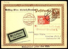 Austria 1927 Vienna Gleiwitz Breslau Germany Poland Flugpost Airmail Beet 105372