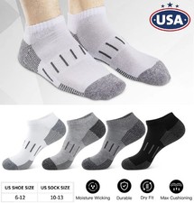3 Pairs Mens Athletic Ankle Socks Moisture Wicking Cushion Running Low Cut Sock