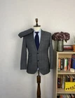 Hackett London Gray Windowpane Wool 2 Piece Formal Suit 38, EU 48 W31 L31