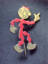 Broche bâton Reddy kilowatt laiton émaillé marqué MR 