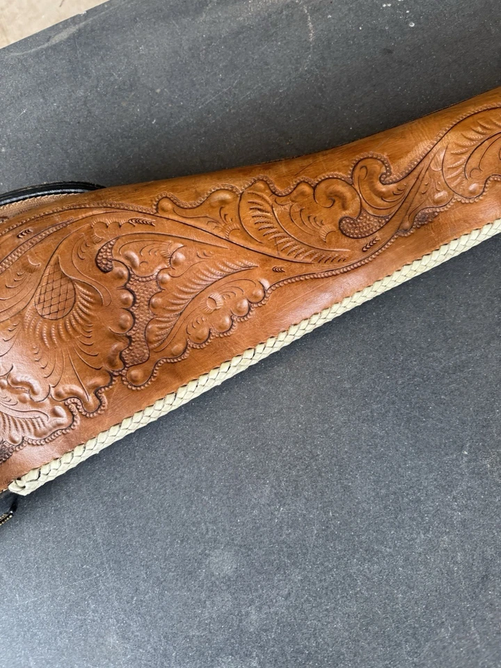 Custom Handtooled rifle gun case Western 46” Storage Wool Interior Hunting Shoot - Image 4 of 4