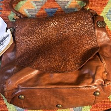 CAMPOMAGGI COGNAC CRACKLED ITALIAN LEATHER SH...