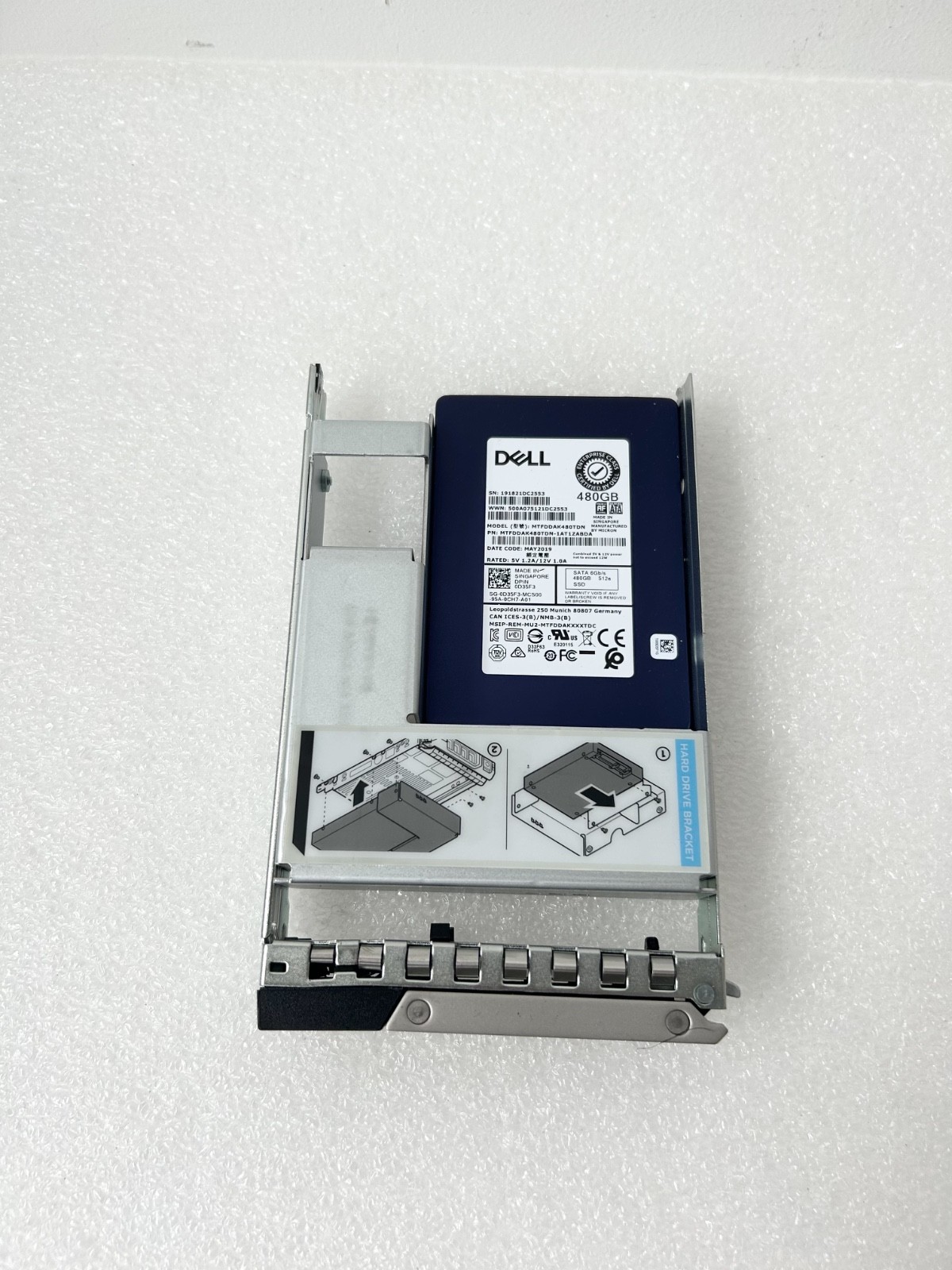 Disque SSD 480 Go Dell EMC SATA III 6 Gb/s 2,5" + Caddy Dell