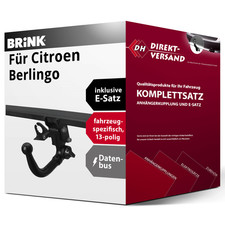 Für Berlingo ER/ EC/ K9 (Brink) Anhängerkupplung abnehmbar + E-Satz 13pol AHK