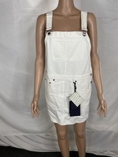 Prada Womens Denim Cute Cotton Overall Mini Dress Size 6/IT 42 White