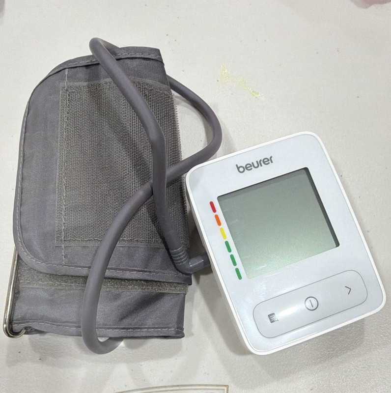 Beurer Upper Arm Digital Blood Pressure Monitor with Cuff, White/Gray