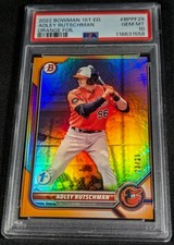 PSA 10 1/1 RC /25 ADLEY RUTSCHMAN 1ST EDITION ORANGE FOIL SSP ROOKIE 2022 Bowman