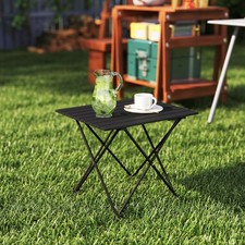 Lightweight Metal Picnic Table with Carry Bag for Outdoor Camping, Black