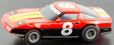 Vintage Tomy AFX Chevy Corvette Red Yellow Black Goodyear 8 HO Scale Slot Car