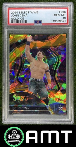 John Cena PSA 10 2024 Panini Select WWE Ice Gold Prizm 8/10 #296 9571