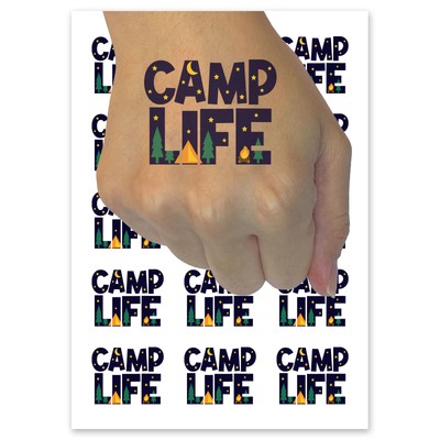 Camp Life Camping Temporary Tattoo Fake Body Art