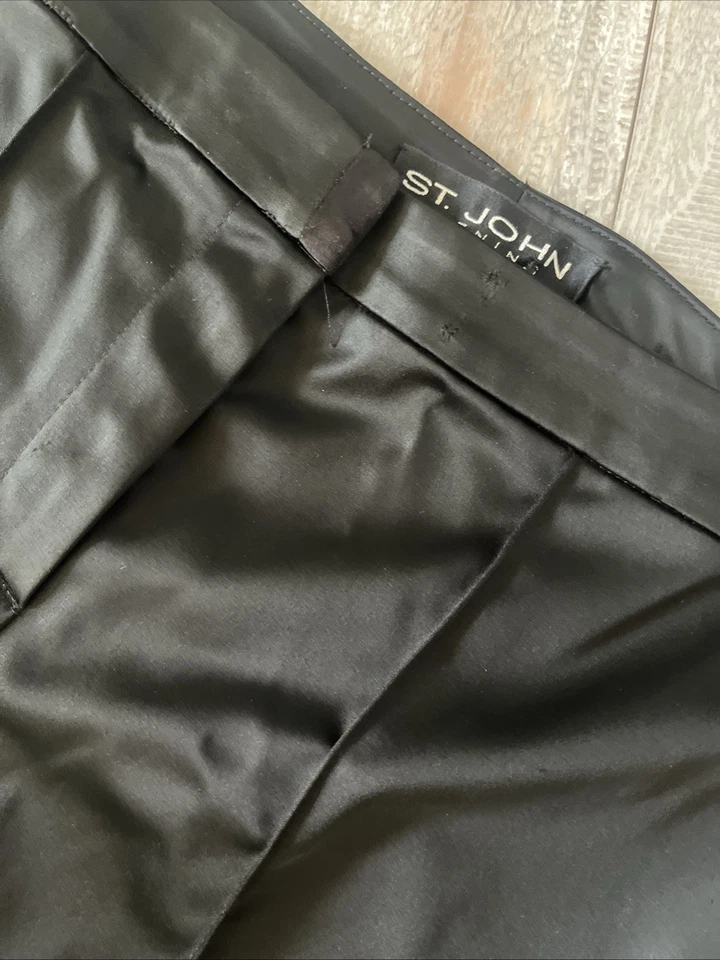 St. John Couture Womens Size 6 Liquid Satin Pants Trousers Ankle Black Silk  - Image 3 of 4