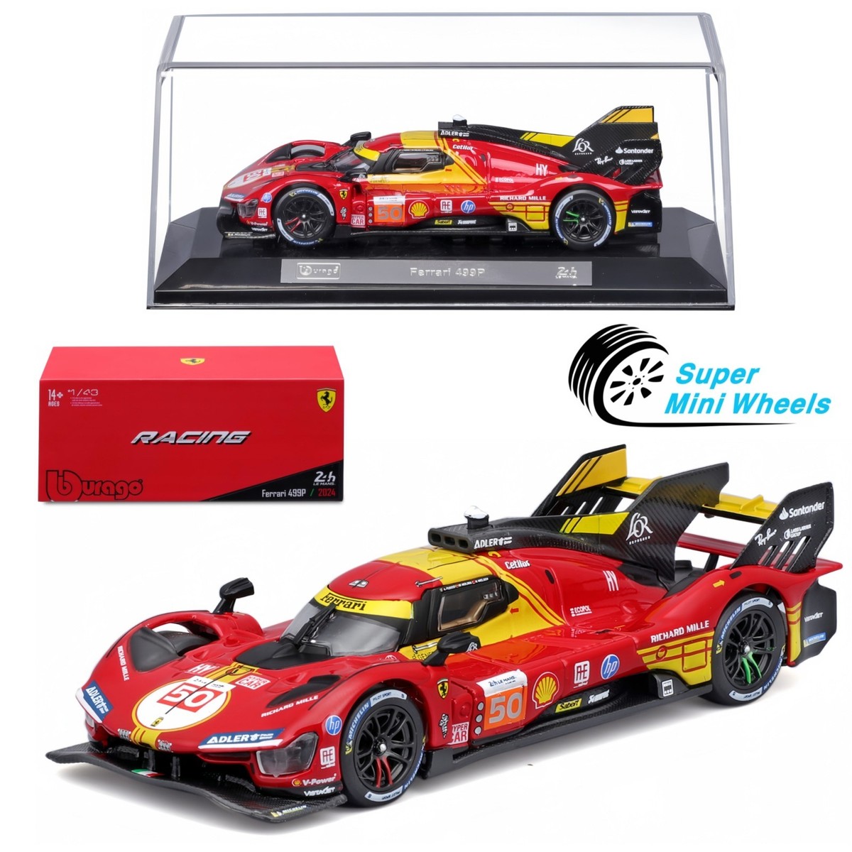 Bburago 1:43 Ferrari 499P 24h Le Mans 2024 #50 AF Corse – Red
