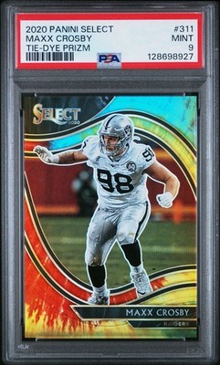 2020 Panini Select Maxx Crosby #311 Field Level Tie-Dye Prizm 04/25 PSA 9