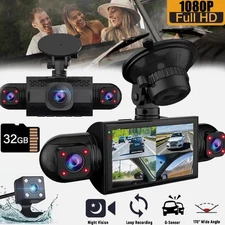 Car Dash Cam 4 Channel 360° Front Rear Inside Dash Cam HD 1080P Car Camera NEW