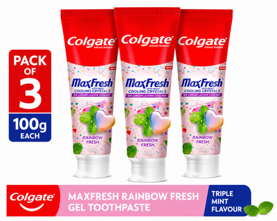 Colgate MaxFresh Rainbow Fresh Gel Zahnpasta Triple Mint 100g 3er Pack