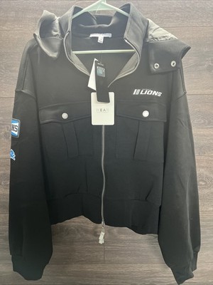 WEAR by Erin Andrews NFL Detroit Lions Zip Hoodie Black WOMENS SIZE XL (M2-B6)