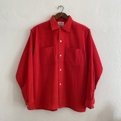VTG 50s Board Shirt Size Large DeVille Camp/Loop Collar Cord Button Up 48'' Chest