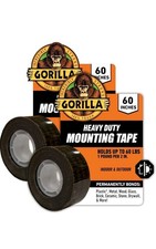 Gorilla Heavy Duty Double Sided Mounting Tape, 1" x 60", Black 2 Pack 