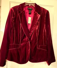 LOOK HOLIDAY GORGEOUS! NEW W TAG LANE BRYANT WINE RED VELVET JACKET BLAZER SZ 14