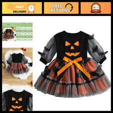 Toddler Girl Halloween Costume Pumpkin Bat Tutu Dress Fall Party Outfit