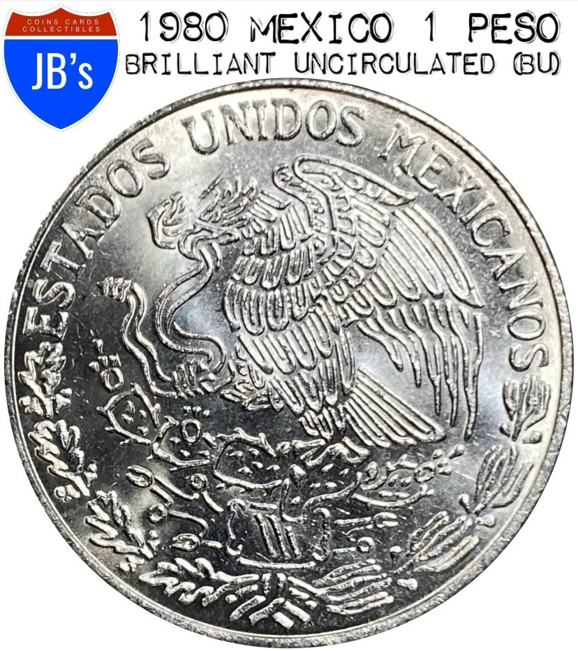 1980年　メキシコ　1オンス銀貨 1980 Mexico Un (One) Peso Coin - BRILLIANT UNCIRCULATED (BU) | eBay