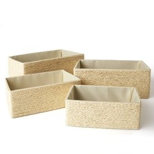 Storage Baskets Set 4 Stackable Woven Basket Paper Rope Bin Storage Boxes For Ma