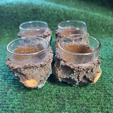 Vtg Rindenschmid Bearded Man Simulated Tree Bark Shot Glasses Tree Spirit