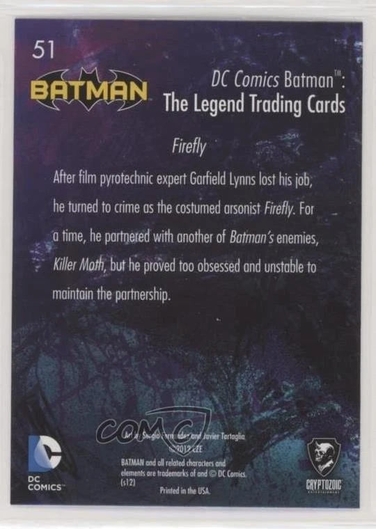 2012-13 Cryptozoic DC Batman: The Legend Foil Firefly #51 0h3w Foto 2 de 3