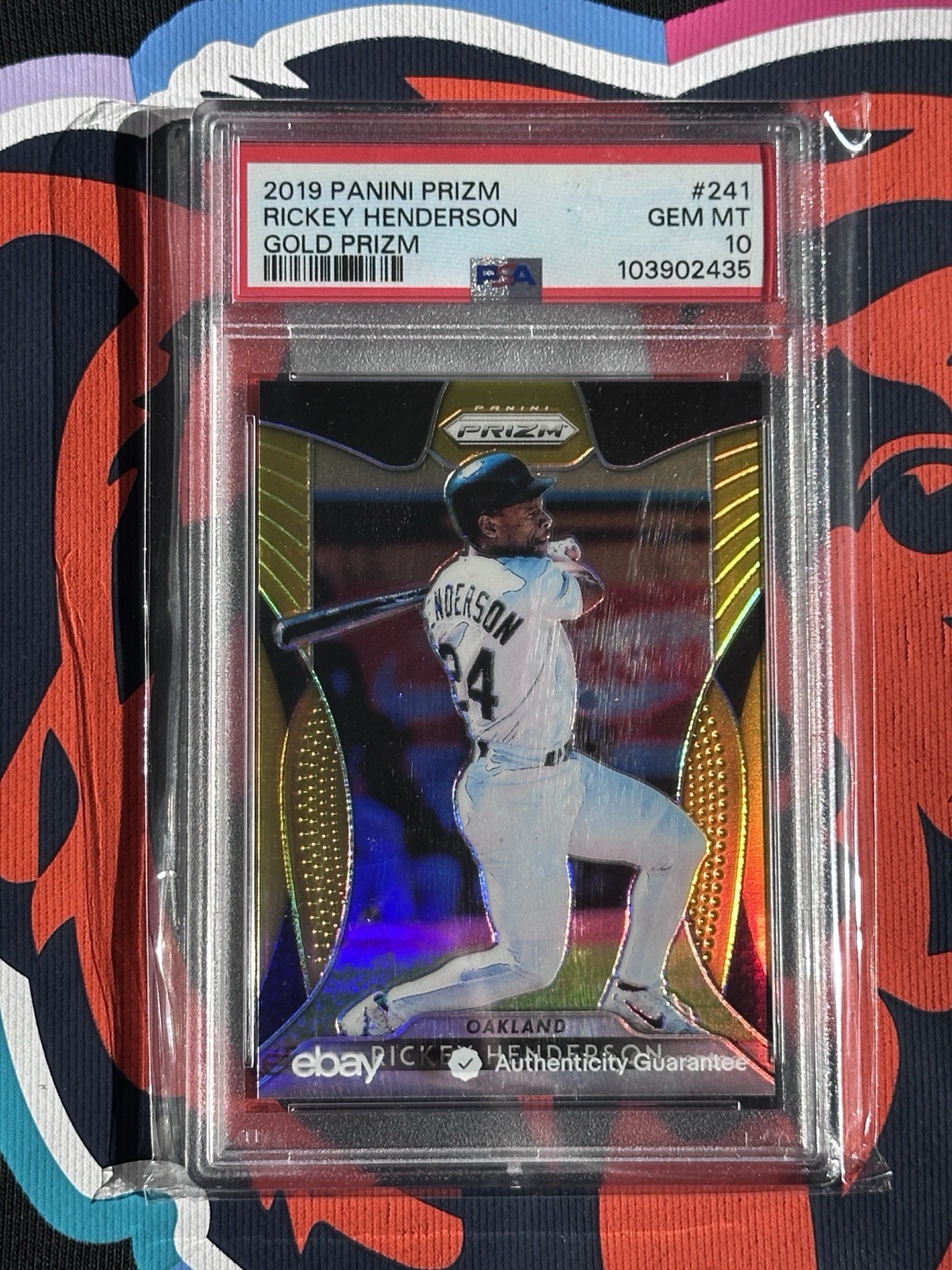 RICKEY HENDERSON 2019 PANINI PRIZM (GOLD PRIZM) #04/10 #241 PSA 10 (POP 1)
