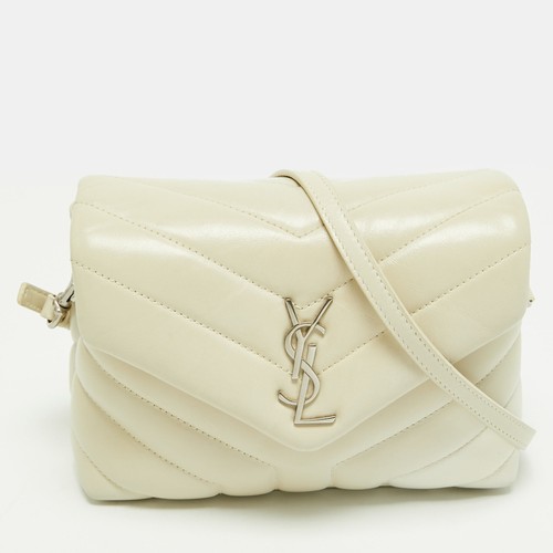 Saint Laurent Toy Loulou Off White Matelasse Leather Crossbody Bag