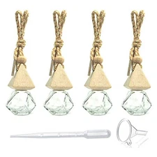 Refillable Car Essential Oil Diffuser,Air Freshener Pendant Vials-4 pack-NEW-T