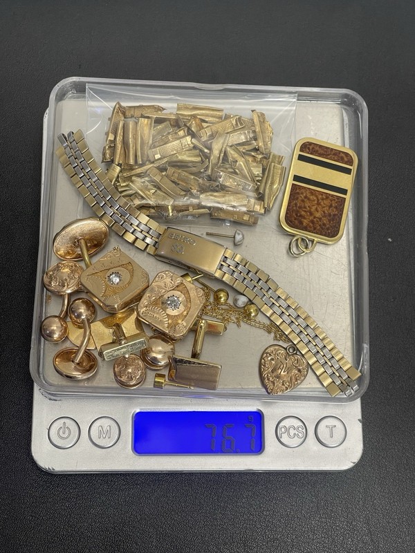 Assorted 10K 12K 14K Gold Filled Scrap Jewelry Lot Cufflinks Watches 76 Grams