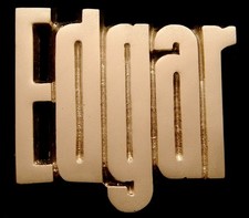 MH14165 NOS VINTAGE 1978 CUT-OUT NAME  EDGAR  SOLID BRASS BUCKLE