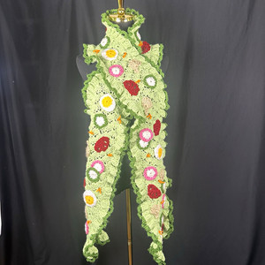 Friends are the salad bar of life! Quirky Twinkie Chan patterned crocheted scarf