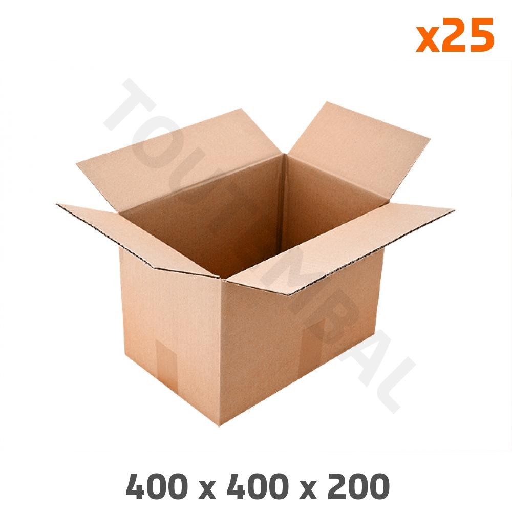 Carton simple cannelure 400x400x200 mm pour envoi au format carré