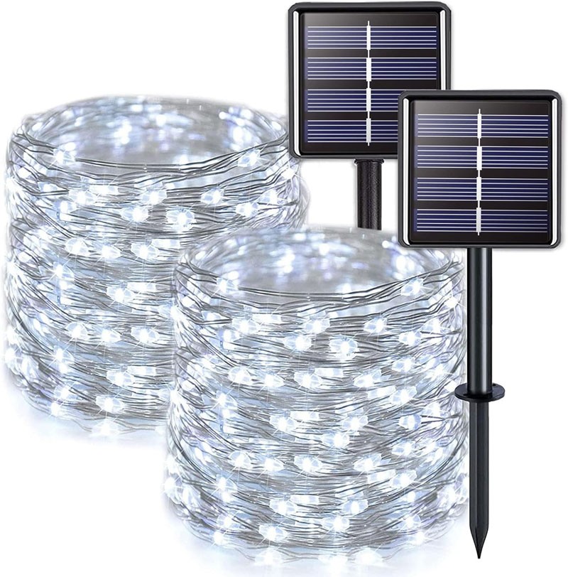 2Pack Solar String Lights Outdoor Waterproof Solar Fairy Lights Twinkle Garden
