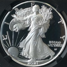 1oz Silver 2021-W US Eagle FDOI NGC PF-70 Ultra/Cam Top/Pop.