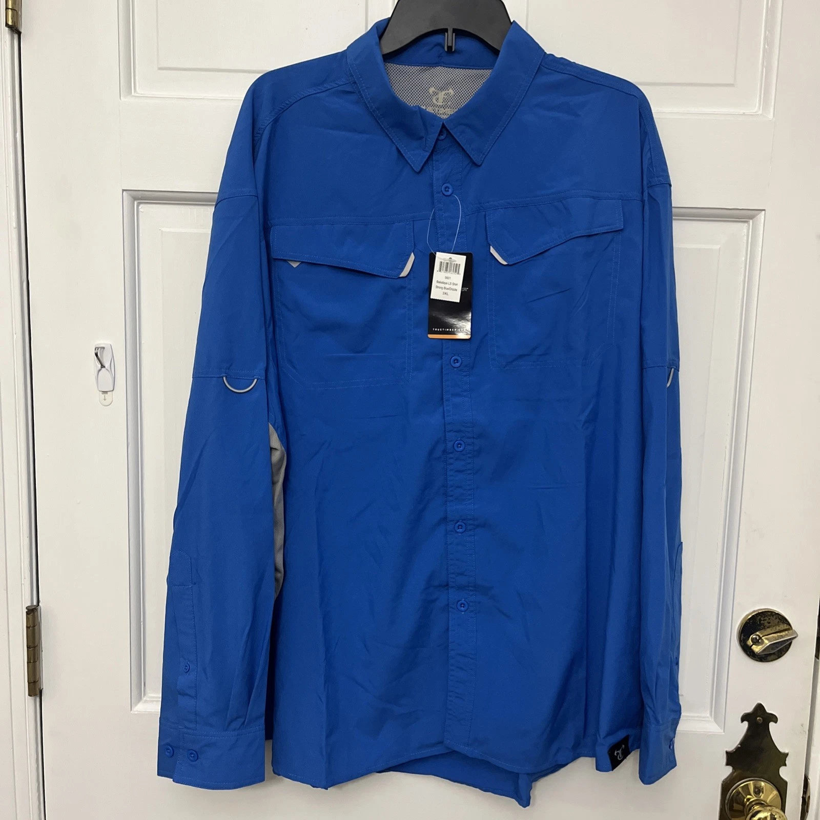 Mens TrueTimber BakStaye LS Fishing Shirt 3XL Blue long Sleeve Pockets