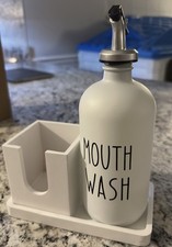 Mouth Wash Dispenser For Bathroom White Glass Jar